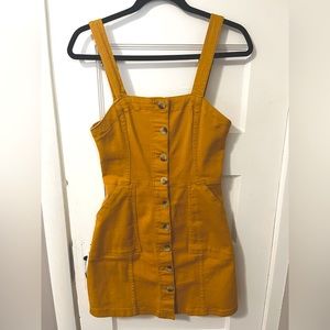 Divided Mini Button-Up Denim Dress Overalls